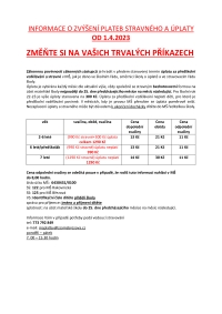 Změna v&yacute;&scaron;e stravn&eacute;ho od 1.4.2023