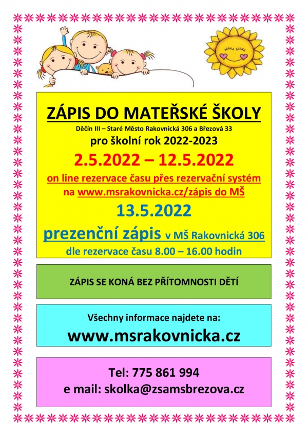 Informace k z&aacute;pisu do M&Scaron; 2022